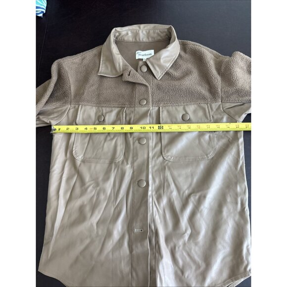 Heartloom Tonya Womens Shacket Jacket S Brown Fleece & Faux Leather - Picture 8 of 10